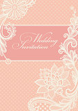 Wedding invitations with vintage lace background.