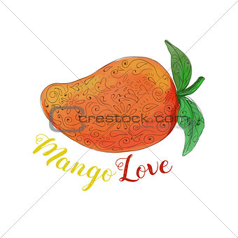 Mango Love Fruit Watercolor Mandala 