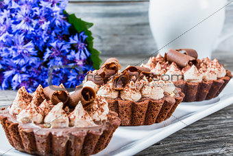 Chocolate Cupcakes close-up, selective focus