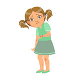 Girl With Many Scratches,Sick Kid Feeling Unwell Because Of The Sickness, Part Of Children And Health Problems Series Of Illustrations