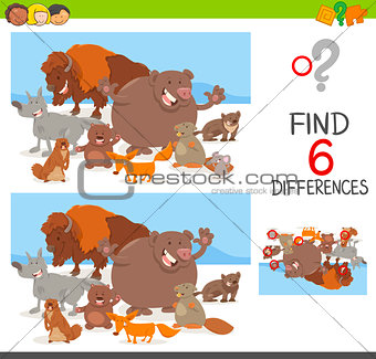 spot differences game with animals