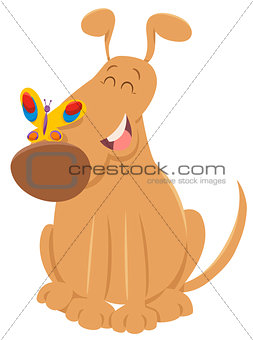 dog with butterfly cartoon