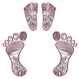 Embossed human footprint