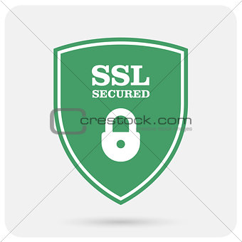 Ssl certificate shield with padlock - secure website emblem