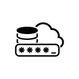 Secure Cloud Storage Icon. Flat Design.