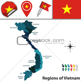 Map of Vietnam with Regions