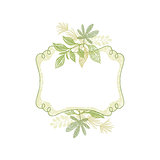 Green doodle flower hand drawn frame, 