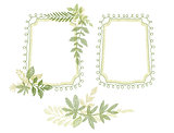 Green floral hand drawn frame, leaves decoration