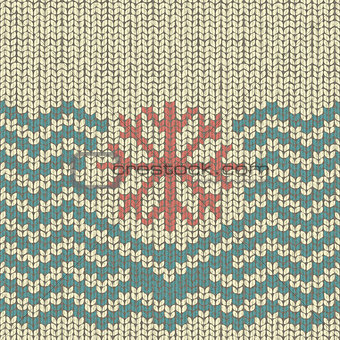 Zigzag knitted pattern with snowflake embroidery