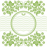 Green leaves, floral frame background vector