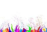 Colorful liquid paint splashes different colors
