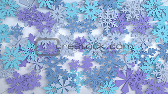 Blue and cyan snowflakes abstract background