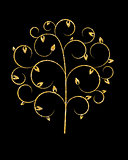 Beautuful  Golden Tree on Black Background Vector Illustration