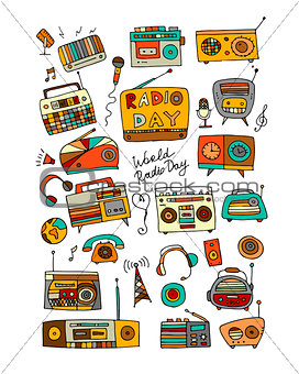 Vintage radio set, sketch for your design