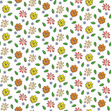 Hand drawn colorful flowers seamless pattern