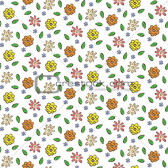 Hand drawn colorful flowers seamless pattern