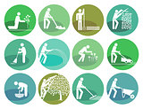 icons set gardening Object illustration