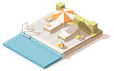 Vector isometric low poly swimming pool