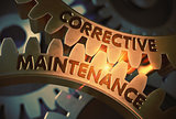 Corrective Maintenance on Golden Cogwheels. 3D Illustration.
