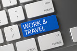 Blue Work and Travel Key on Keyboard. 3d.