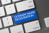 Blue Domain Name Registration Button on Keyboard. 3d.