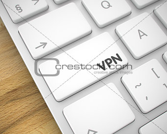VPN - Inscription on the White Keyboard Key. 3D.
