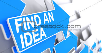 Find An Idea - Message on the Blue Pointer. 3D.