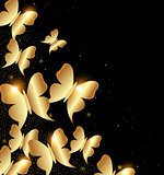 Golden butterflies on black