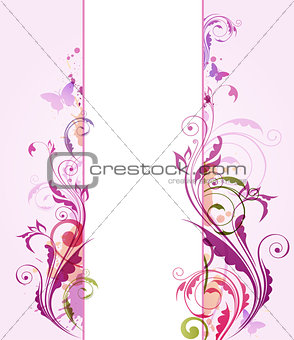 Abstract vertical floral banner