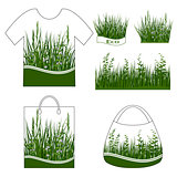 Green Grass with Flowers, Set