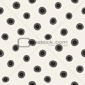 Vector seamless pattern. Abstract background with floral brush strokes. Monochrome hand drawn texture