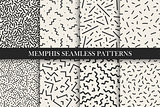 Memphis seamless patterns - vector swatches collection. Retro design 80-90s