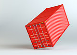 Red cargo container on gray background