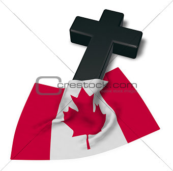 christian cross and flag of canada - 3d rendering
