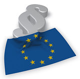 paragraph symbol and flag of the european union - 3d rendering