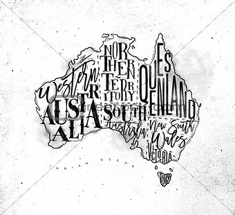 Map Australia vintage
