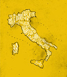 Map Italy vintage yellow