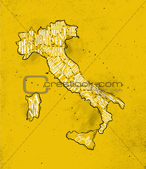 Map Italy vintage yellow