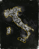 Map Italy vintage chalk yellow