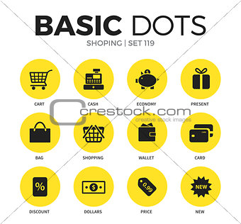 Shoping flat icons vector set