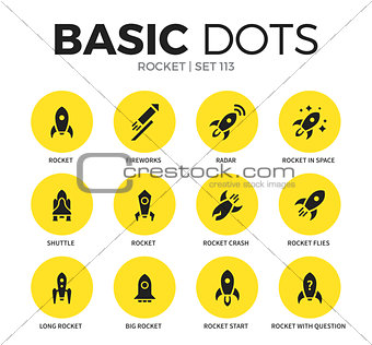 Rocket flat icons vector set