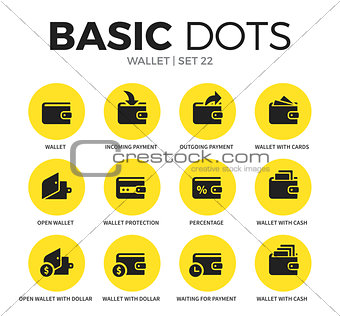 Wallet flat icons vector set