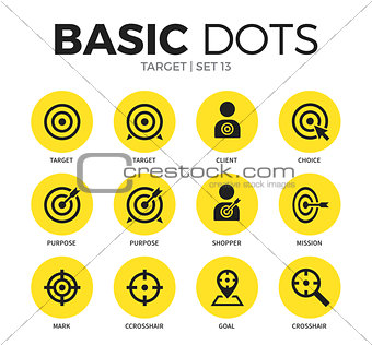 Target flat icons vector set