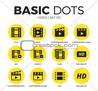 Video flat icons vector set