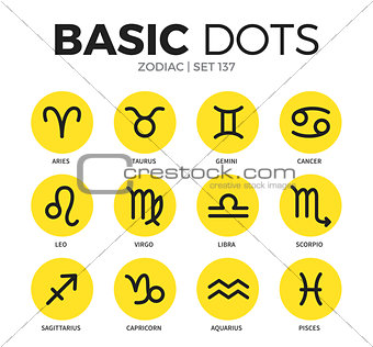 Zodiac flat icons vector set