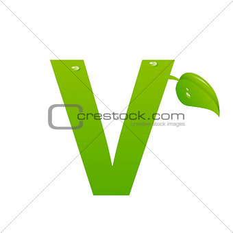 Green eco letter V vector illiustration
