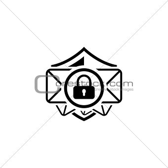 Email Security Icon. Flat Design.