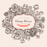 Flower vintage styled sketch background.