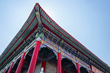 uprisen angle of Chinese temple roof architecture