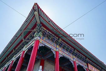 uprisen angle of Chinese temple roof architecture